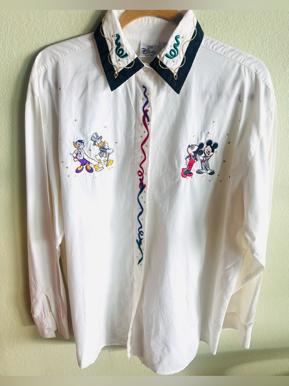 90’a Vintage Disney Store Mickey Minnie Donald Daisy Long Sleeve Shirt Size: XL